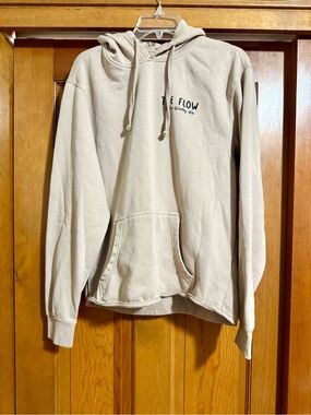 Beige 'The Flow' Graphic Hoodie